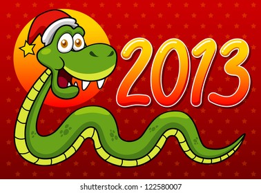 illustration of Cartoon snake - 2013 year