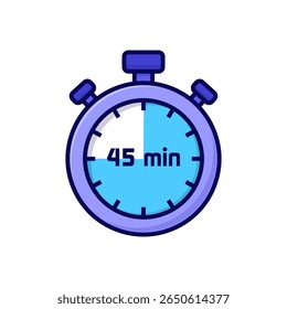 ilustração cartoon cronômetro sobre fundo branco de 45 minutos