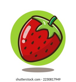 illustration of cartoon strawberry fruit vector good for sticker, education.