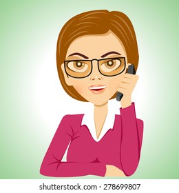 Illustration Cartoon Strict Serious Secretary Glasses Stock Vector ...