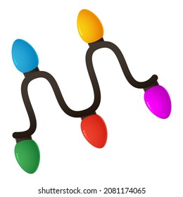 Illustration of cartoon string light, isolated on white background