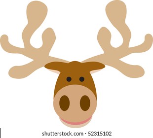 Illustration Cartoon Style Of A Big Moose Head