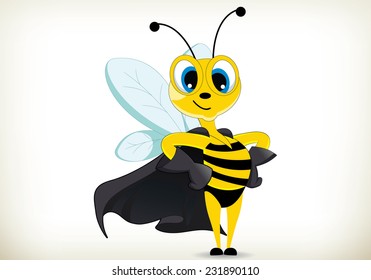Illustration of cartoon super hero bee