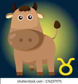 illustration of cartoon taurus zodiac sign 