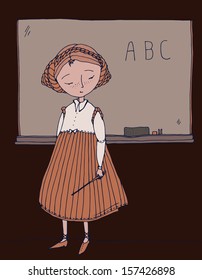 an illustration of cartoon teacher,vector
