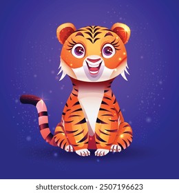 Illustration of a Cartoon Tigress Character Design with expression Background.