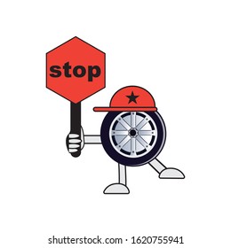 illustration of cartoon tire character
