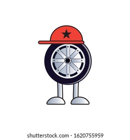 illustration of cartoon tire character
