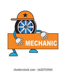 illustration of cartoon tire character
