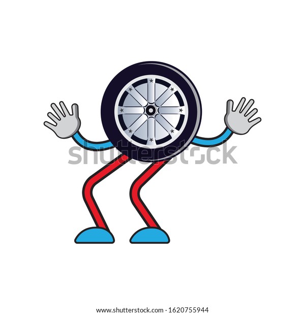 illustration of cartoon tire\
character\
