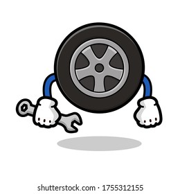 illustration of cartoon tire and rim