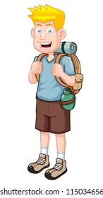 illustration of Cartoon Tourist.Vector version.