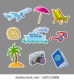 illustration of the cartoon travel and journey icon set