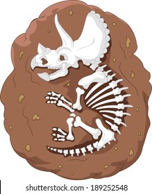 Illustration Of Cartoon Triceratops Fossil