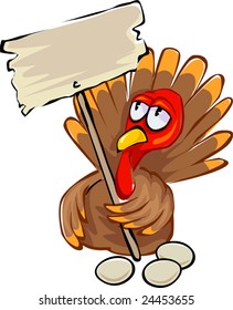 Illustration of a cartoon turkey fowl	