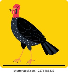 illustration of cartoon turkey Hand drawn Chicken. Hen and rooster sketch. Poultry farm vector illustration