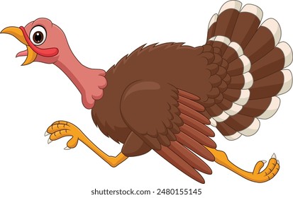 Illustration of cartoon turkey running