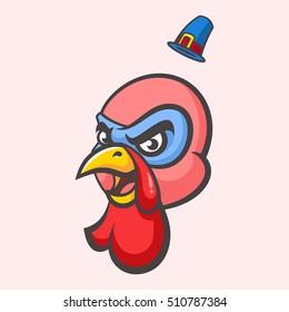 Illustration of a cartoon turkey. Vector in modern style.