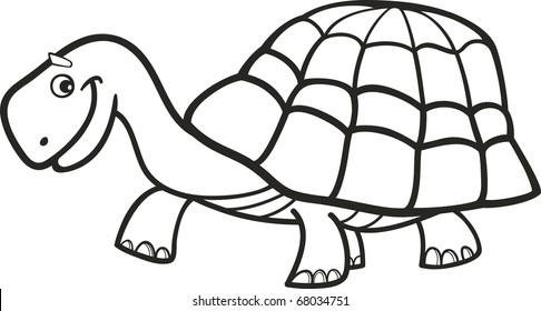 Illustration of cartoon turtle for coloring book