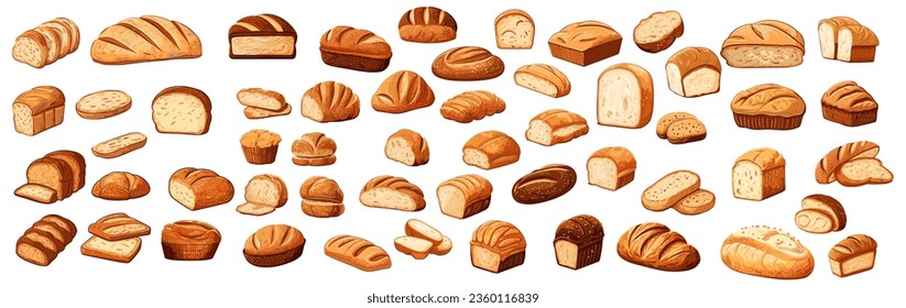 illustration cartoon vector of a bread bundle set. isolated on a background. eps 10