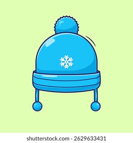Illustration cartoon vector of Comfortable warm hat for winter season or cold season with flat design concept