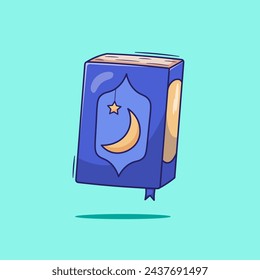 Illustration cartoon vector icon logo mascot of holy Qur'an with simple concept