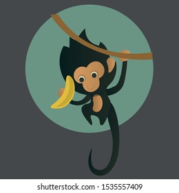 Illustration of cartoon vector monkey. Funny monkey.
