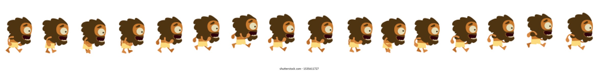 Illustration of a cartoon vector primitive man. Funny man is running.