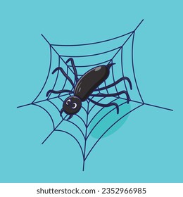 Zeichentrickvektorgrafik einer Spinne im Web