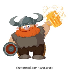 illustration of a cartoon viking with beer