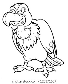 illustration of Cartoon vulture - Coloring book