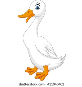 Illustration of cartoon white duck