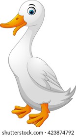 Illustration of cartoon white duck