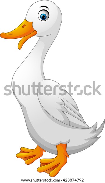 Illustration Cartoon White Duck Stock Vector (Royalty Free) 423874792