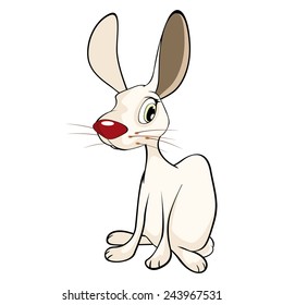 Illustration of cartoon white rabbit