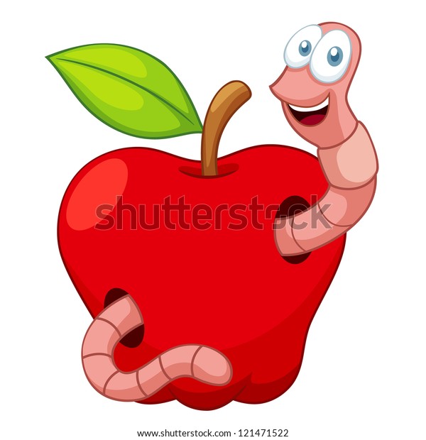 Illustration Cartoon Worm Apple Stock Vector (Royalty Free) 121471522