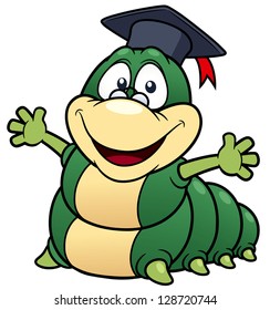 illustration of Cartoon worm professor.vector