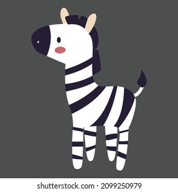 Illustration of a cartoon zebra isolated on a grey background