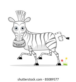 illustration of cartoon zebra on white background