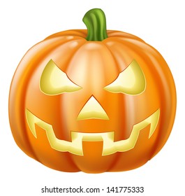 Illustration of a carved Halloween pumpkin or jack o' lantern