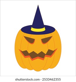 Illustration of carved pumpkin with hat suitable for design with halloween theme