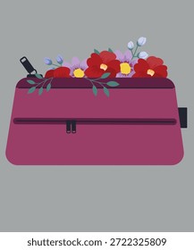 Illustration with Case and Flowers