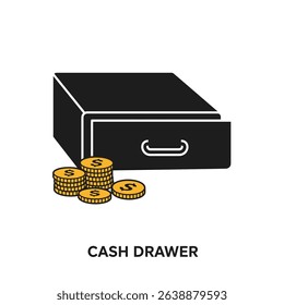 Illustration Cash Drawer with Coins Stacked Money Finance Accounting Wealth