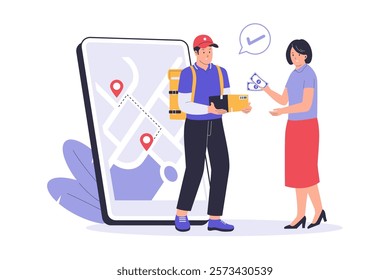 Illustration of cash on delivery. Illustrations for websites, landing pages, mobile apps, posters and banners. Trendy flat vector illustrations