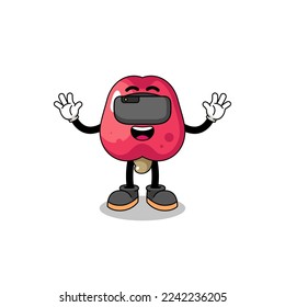 Illustration von Cashew mit vr Headset , Zeichendesign