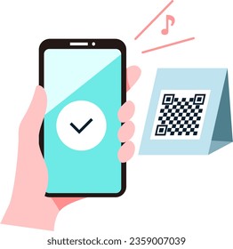 Illustration  of cashless payment. Easy -to -use vector data.