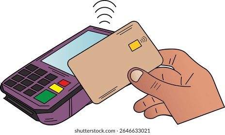 The Illustration of cashless payment using tap feature credit card