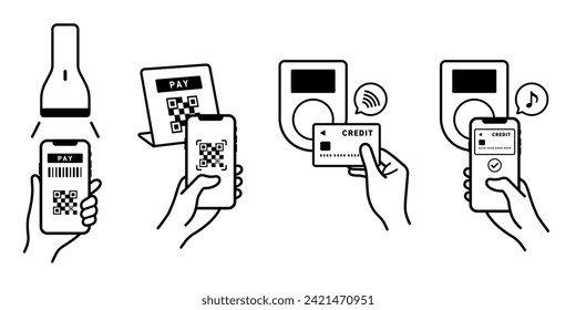 Illustration of cashless and smart phone payments