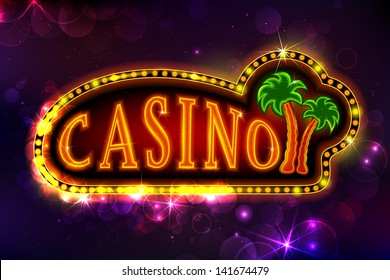 illustration of casino background with glowing palm tree