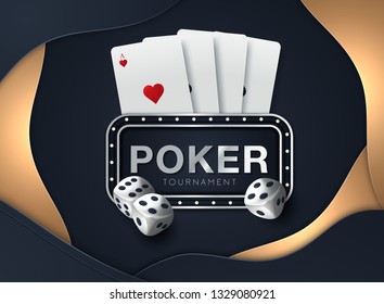 illustration of casino chips, cards and place for text - Vector
